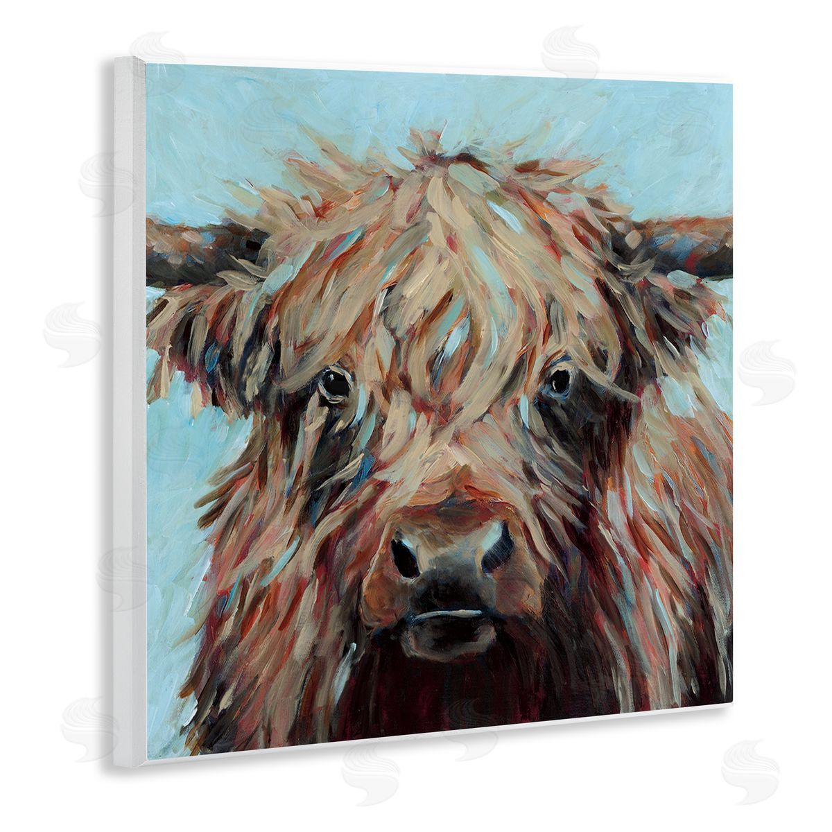 Wani Pasion Cow on Vivid Turquoise Canvas Wall Art Print
