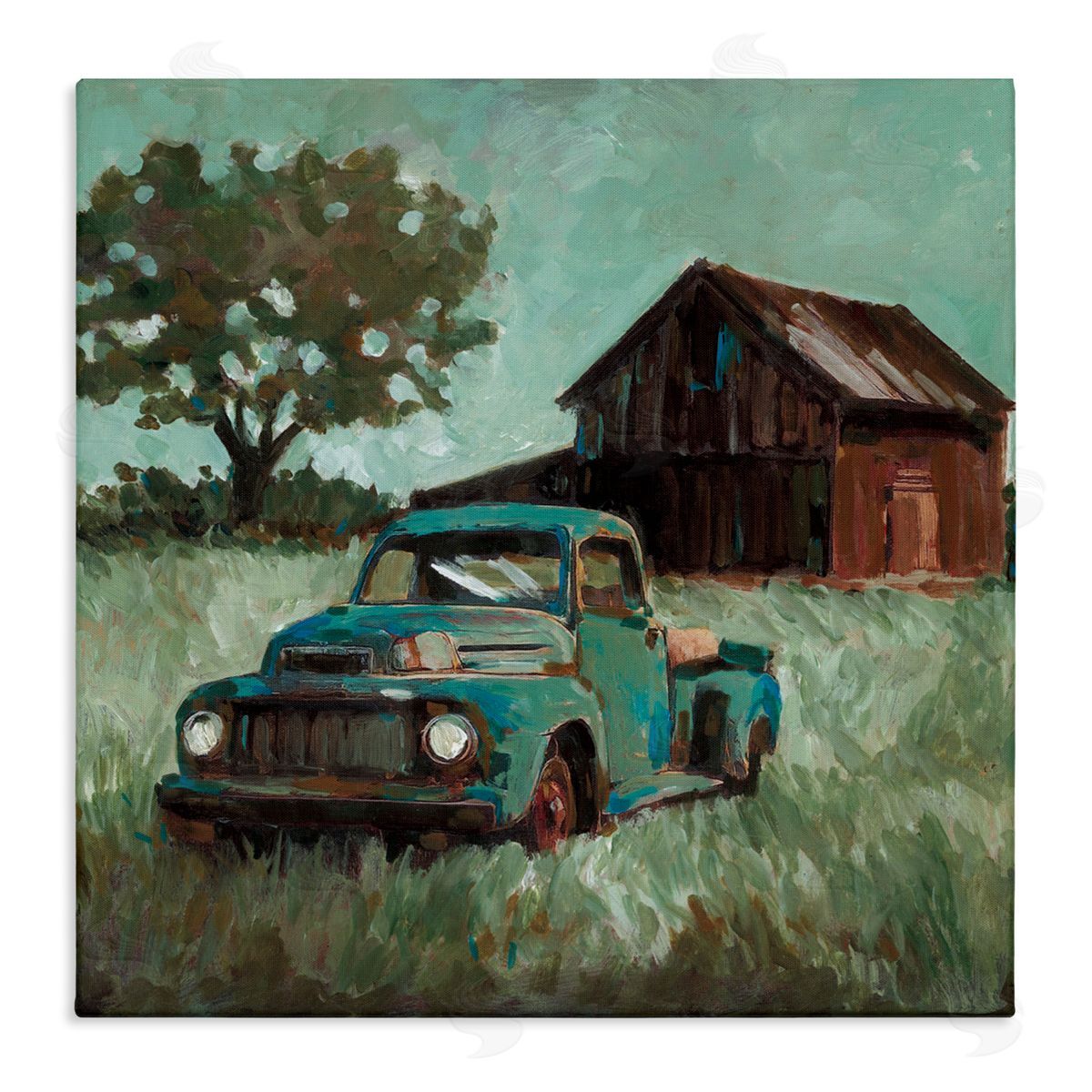 Wani Pasion Vintage Pickup in Green Hues Canvas Wall Art Print