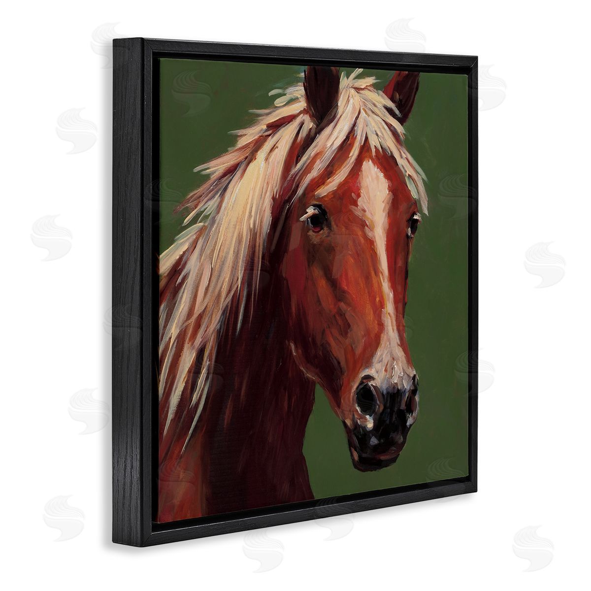 Wani Pasion Modern Horse on Green Canvas Wall Art Print