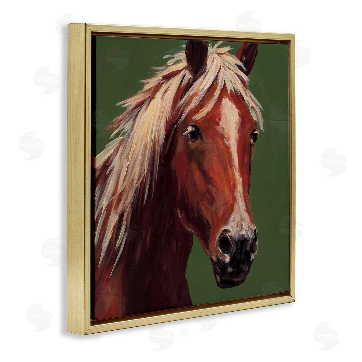 Wani Pasion Modern Horse on Green Canvas Wall Art Print
