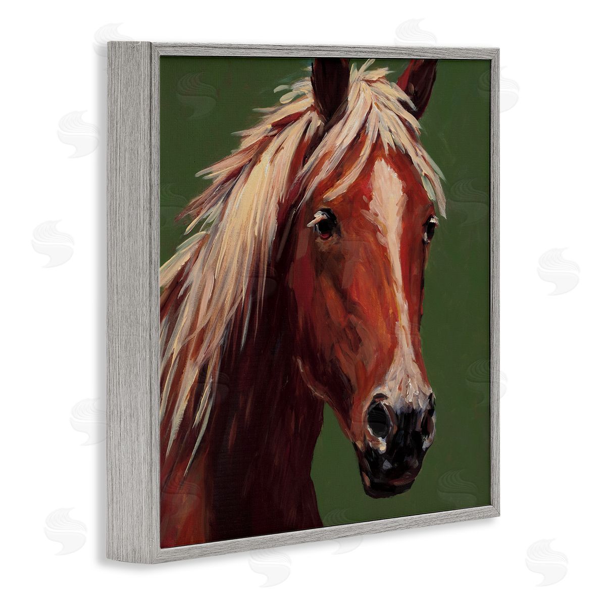 Wani Pasion Modern Horse on Green Canvas Wall Art Print