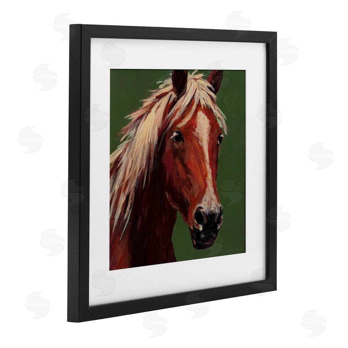 Wani Pasion Modern Horse on Green Canvas Wall Art Print