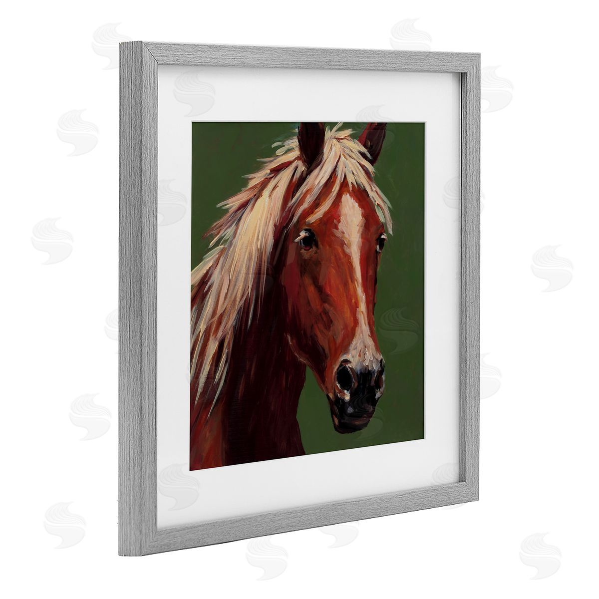 Wani Pasion Modern Horse on Green Canvas Wall Art Print