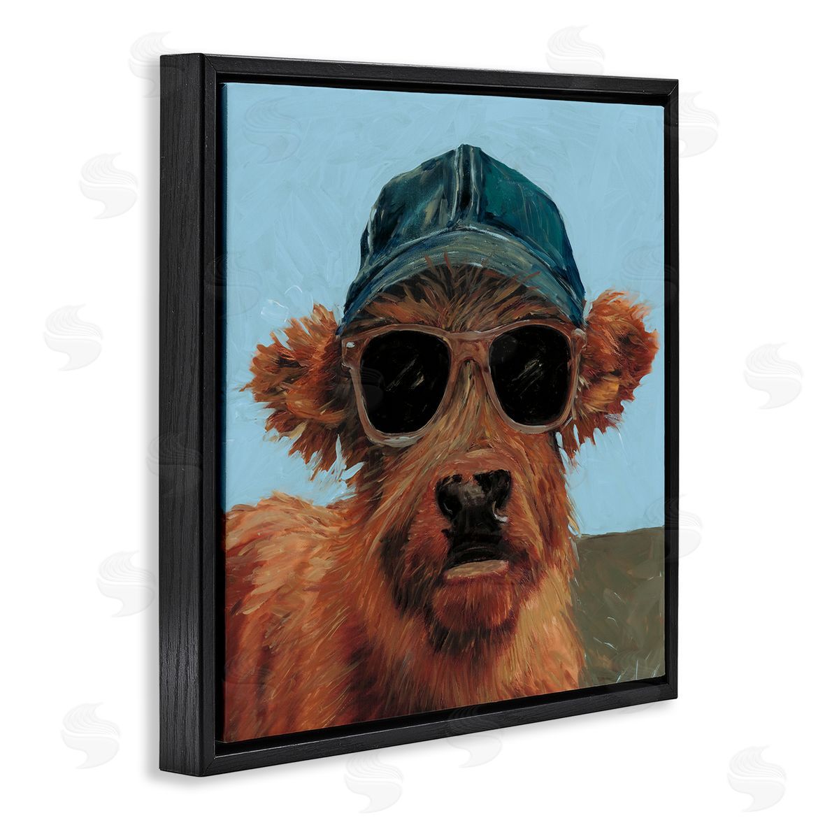 Wani Pasion Cow in Baseball Cap Canvas Wall Art Print