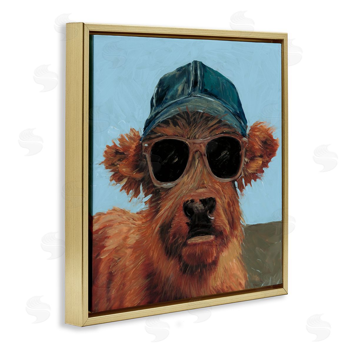Wani Pasion Cow in Baseball Cap Canvas Wall Art Print