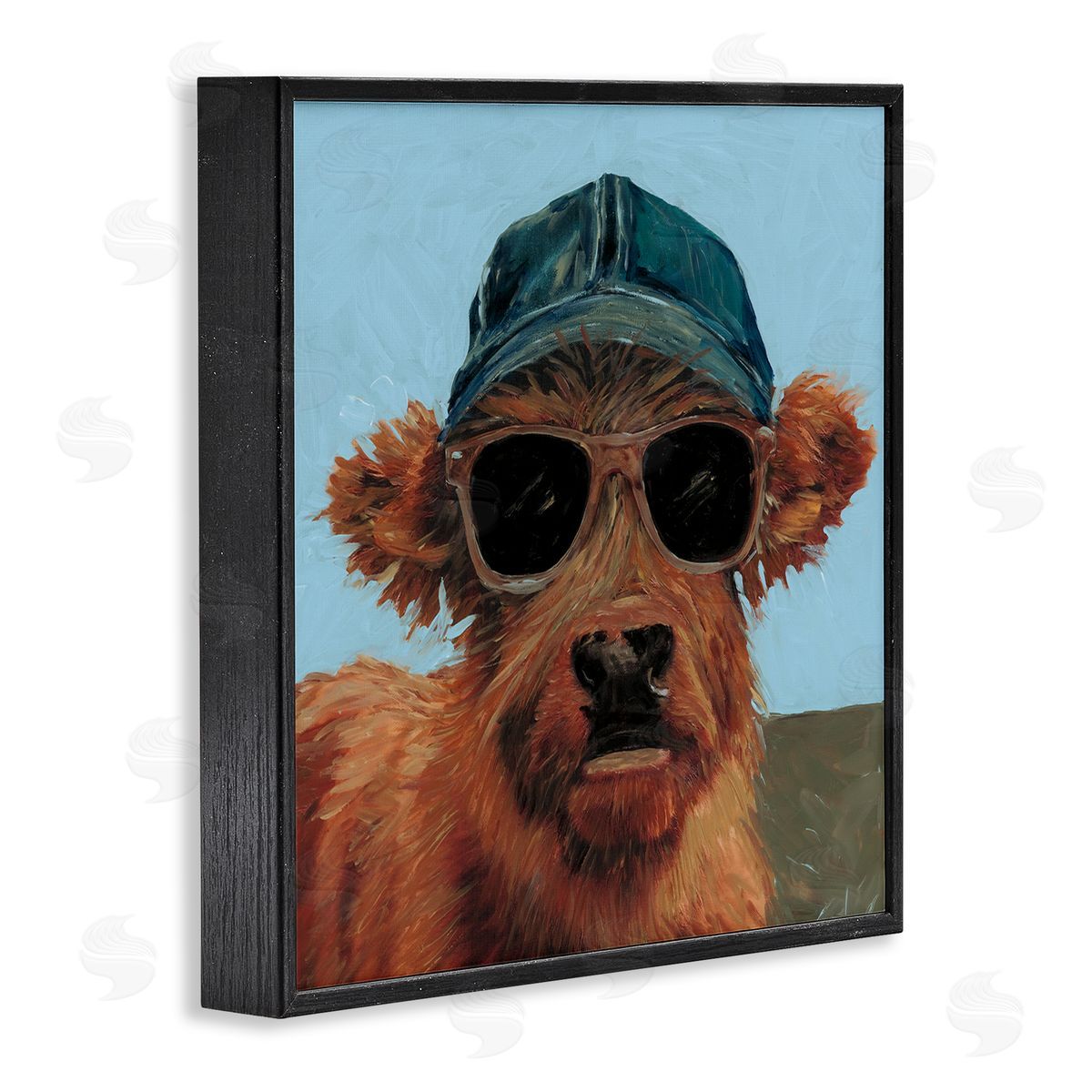 Wani Pasion Cow in Baseball Cap Canvas Wall Art Print