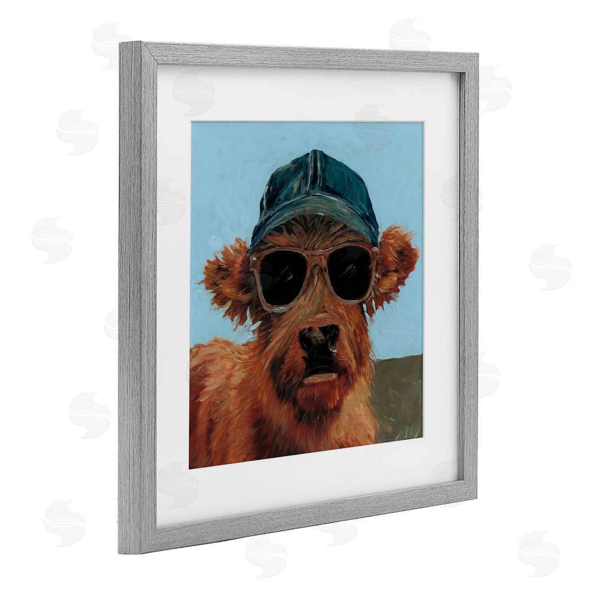 Wani Pasion Cow in Baseball Cap Canvas Wall Art Print