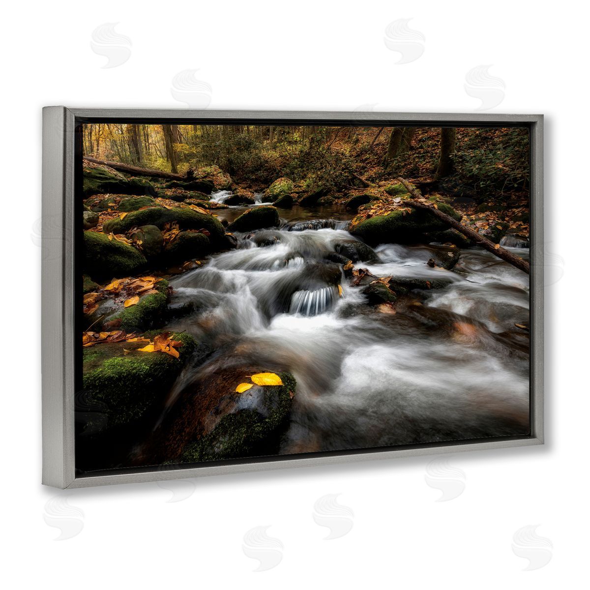 D. Burt Fallen Leaves on Stream Canvas Wall Art Print