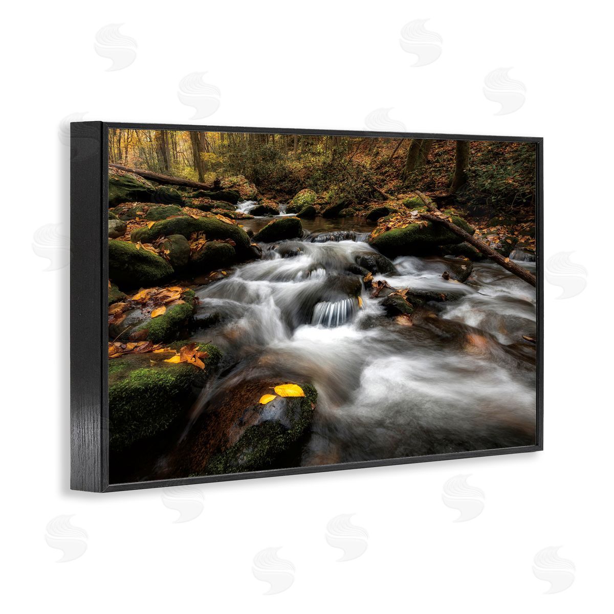 D. Burt Fallen Leaves on Stream Canvas Wall Art Print