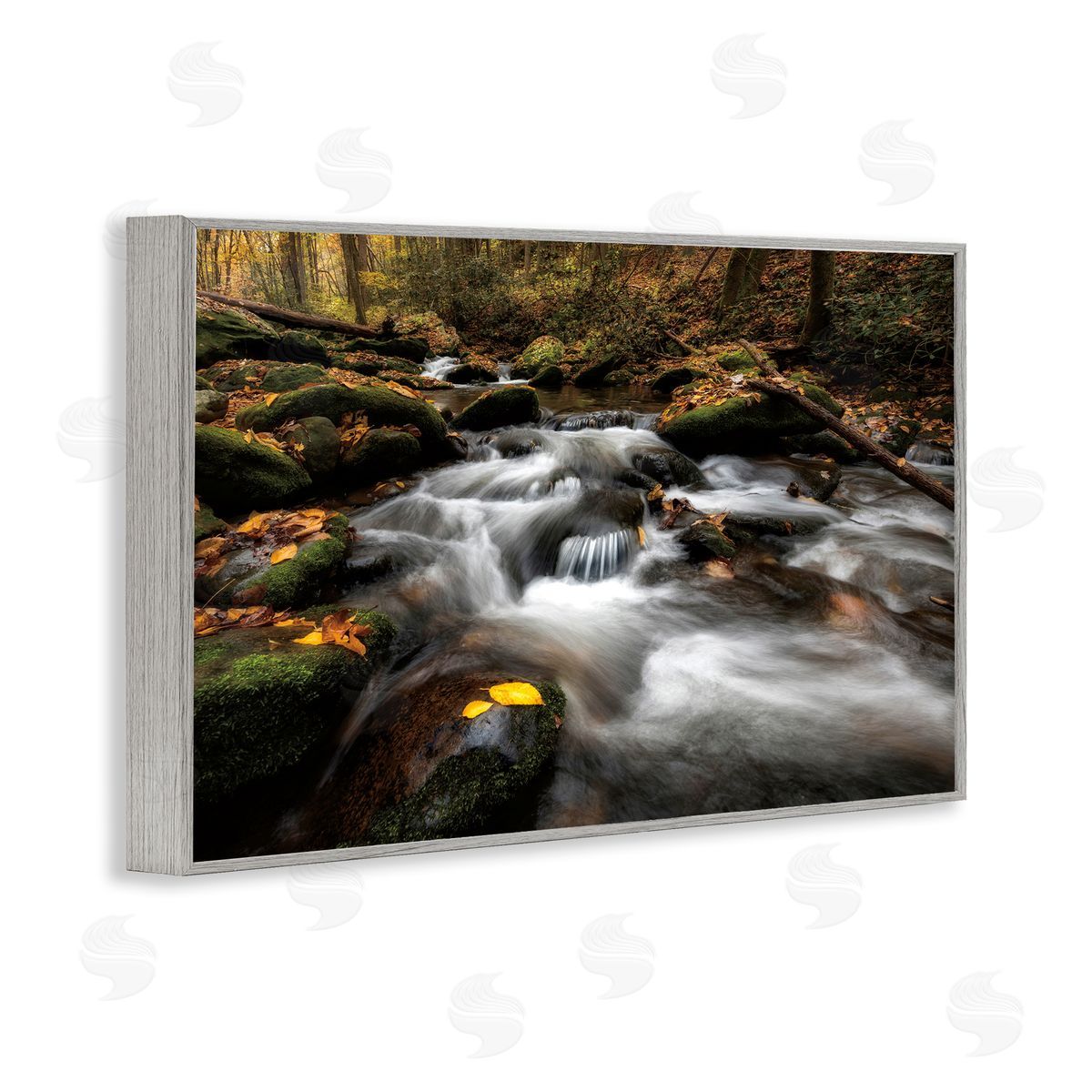 D. Burt Fallen Leaves on Stream Canvas Wall Art Print