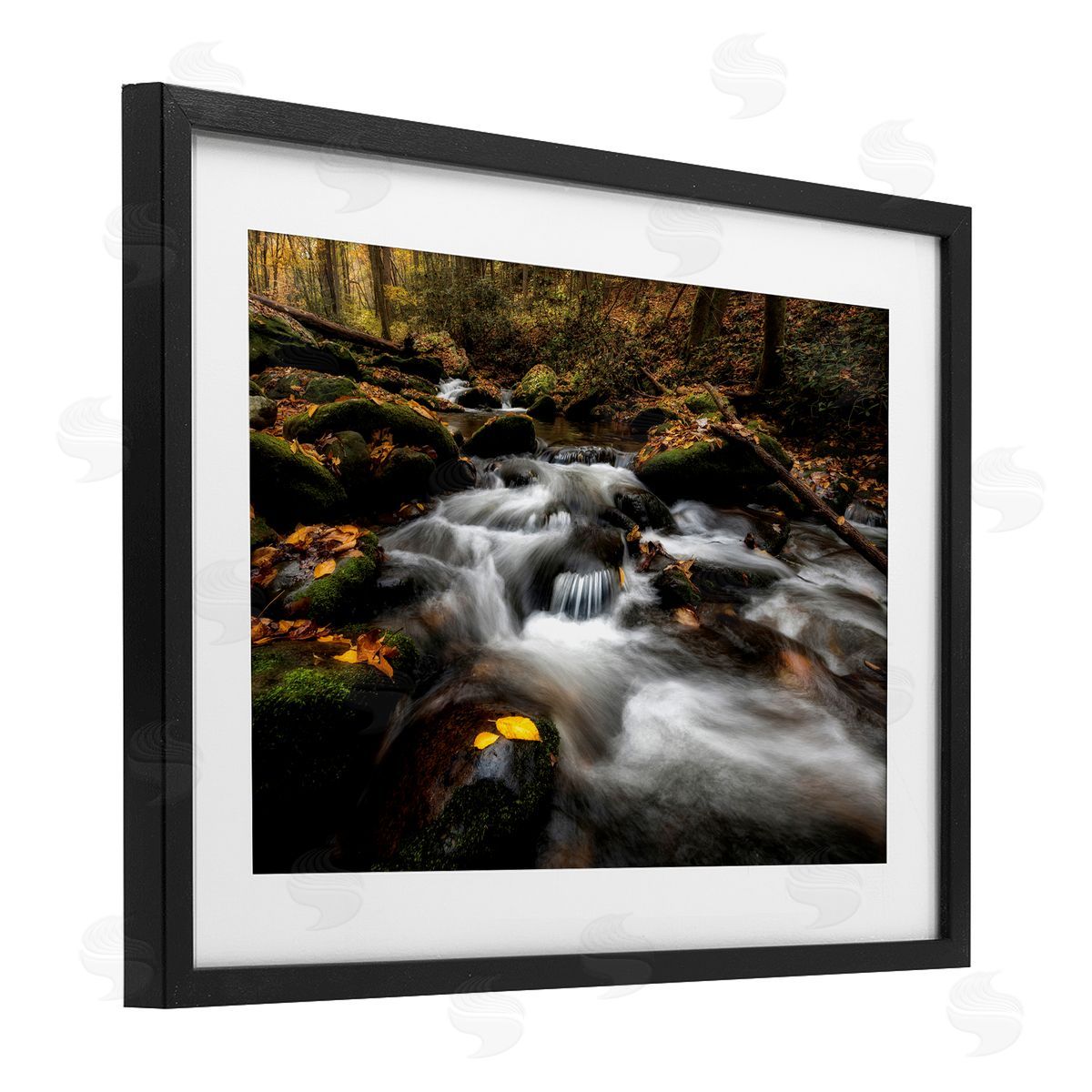 D. Burt Fallen Leaves on Stream Canvas Wall Art Print