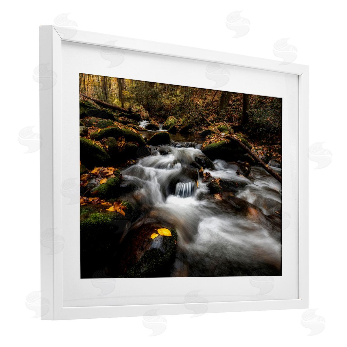D. Burt Fallen Leaves on Stream Canvas Wall Art Print