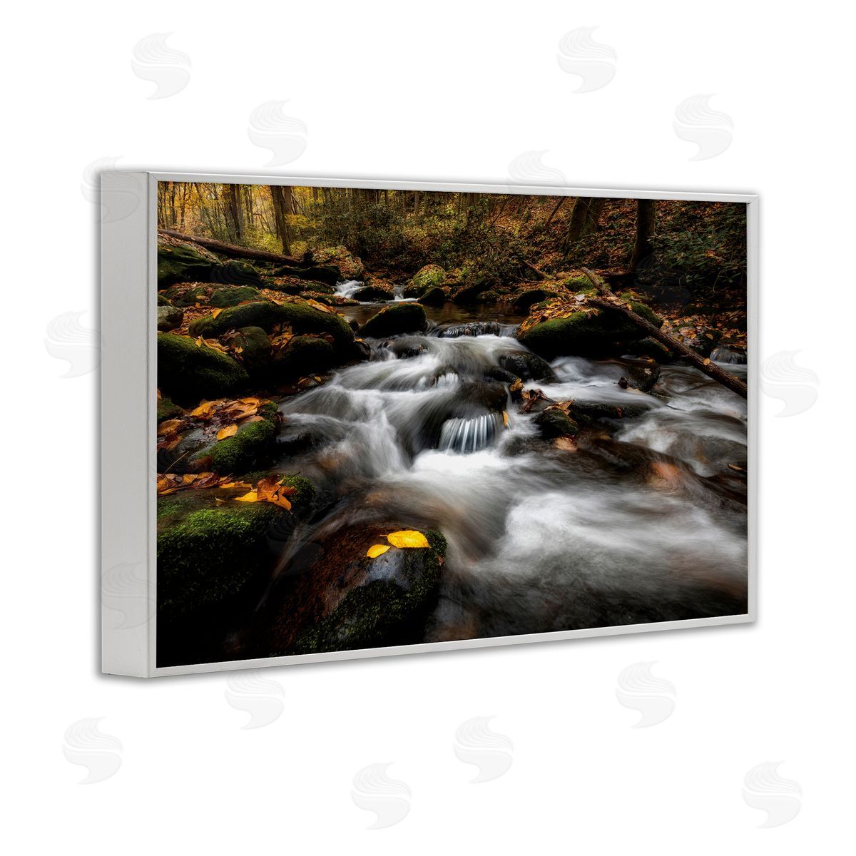 D. Burt Fallen Leaves on Stream Canvas Wall Art Print
