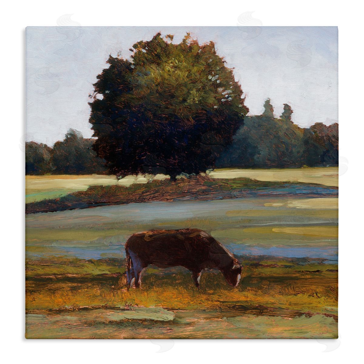 Kent Lovelace Grazing Cattle Pasture with Tree Canvas Wall Art Print