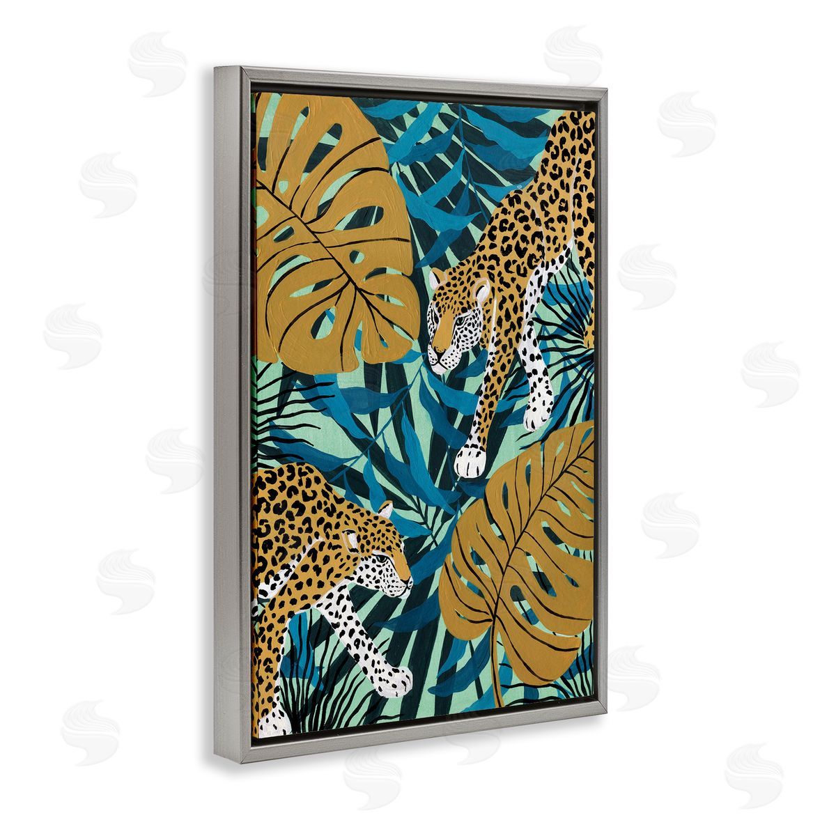 Yvette St. Amant Stalking Cheetahs with Leaves Canvas Wall Art Print