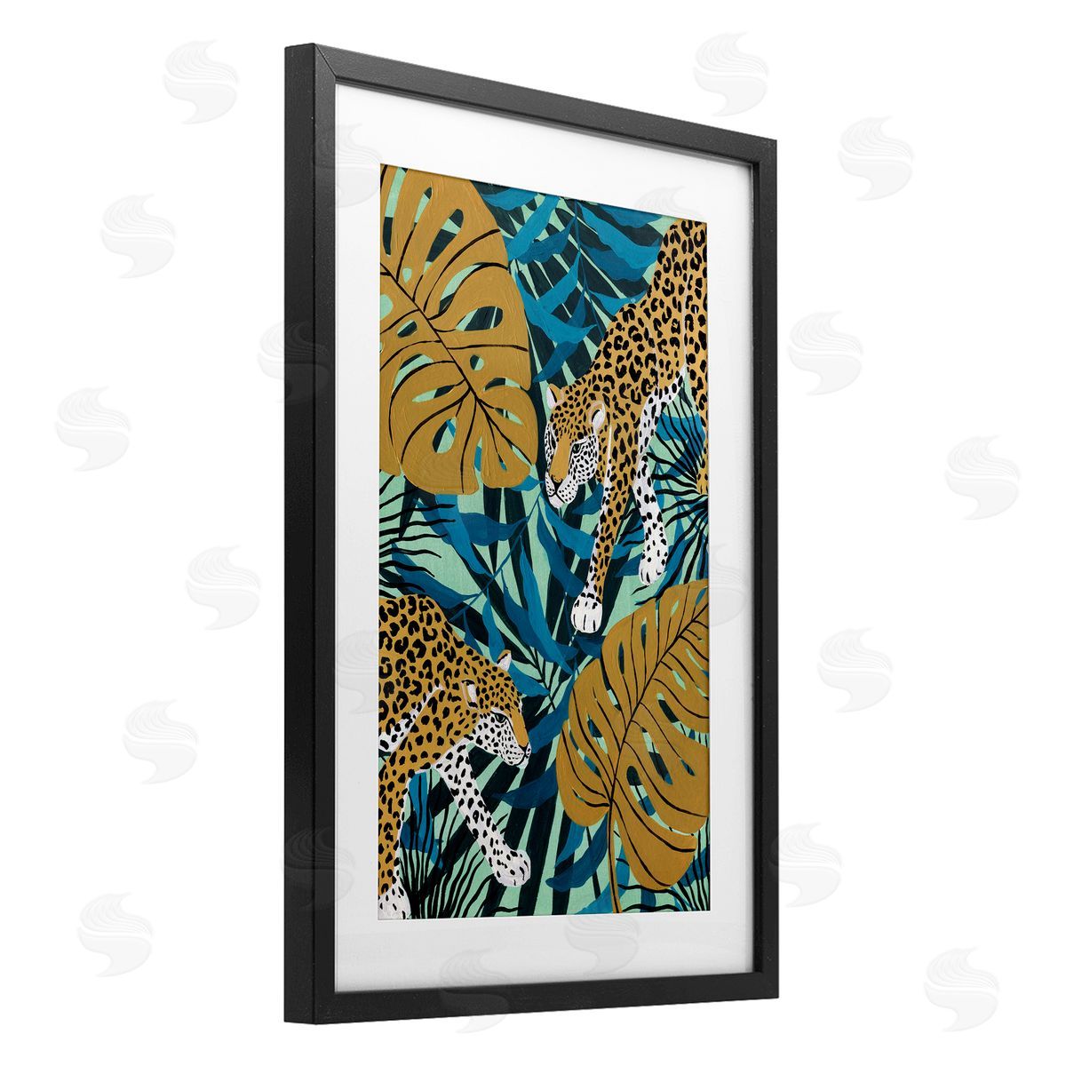 Yvette St. Amant Stalking Cheetahs with Leaves Canvas Wall Art Print