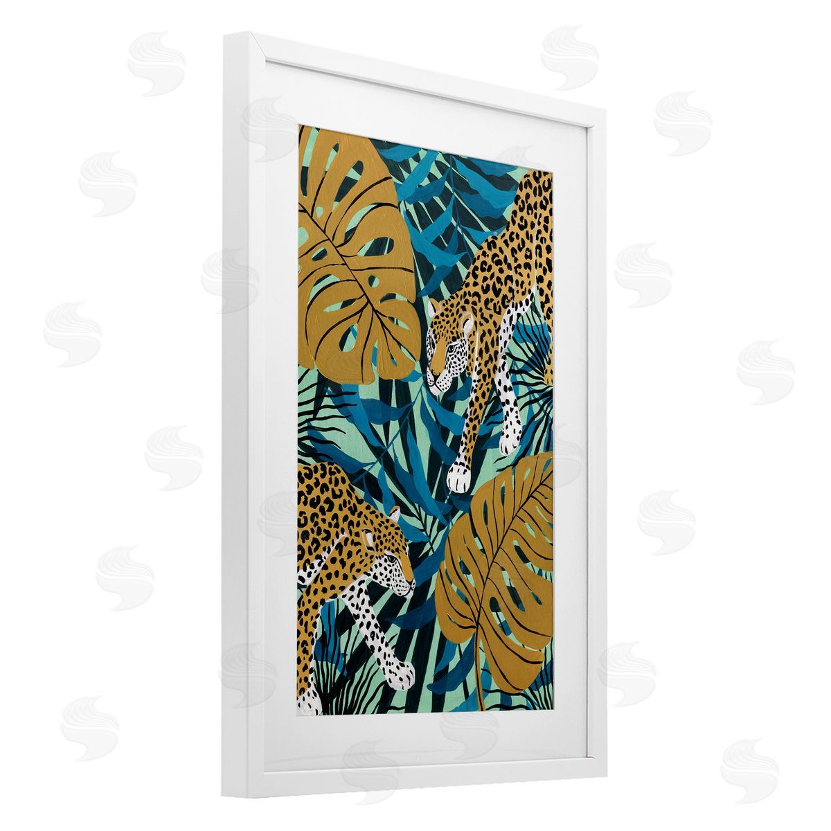 Yvette St. Amant Stalking Cheetahs with Leaves Canvas Wall Art Print