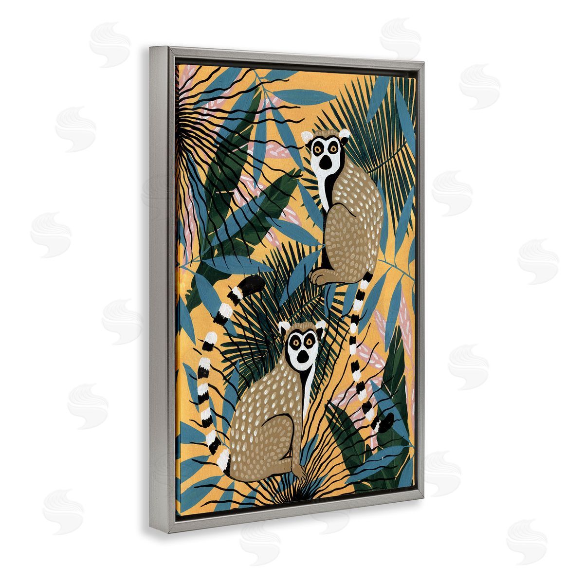 Yvette St. Amant Lemurs and Tropical Plants Canvas Wall Art Print