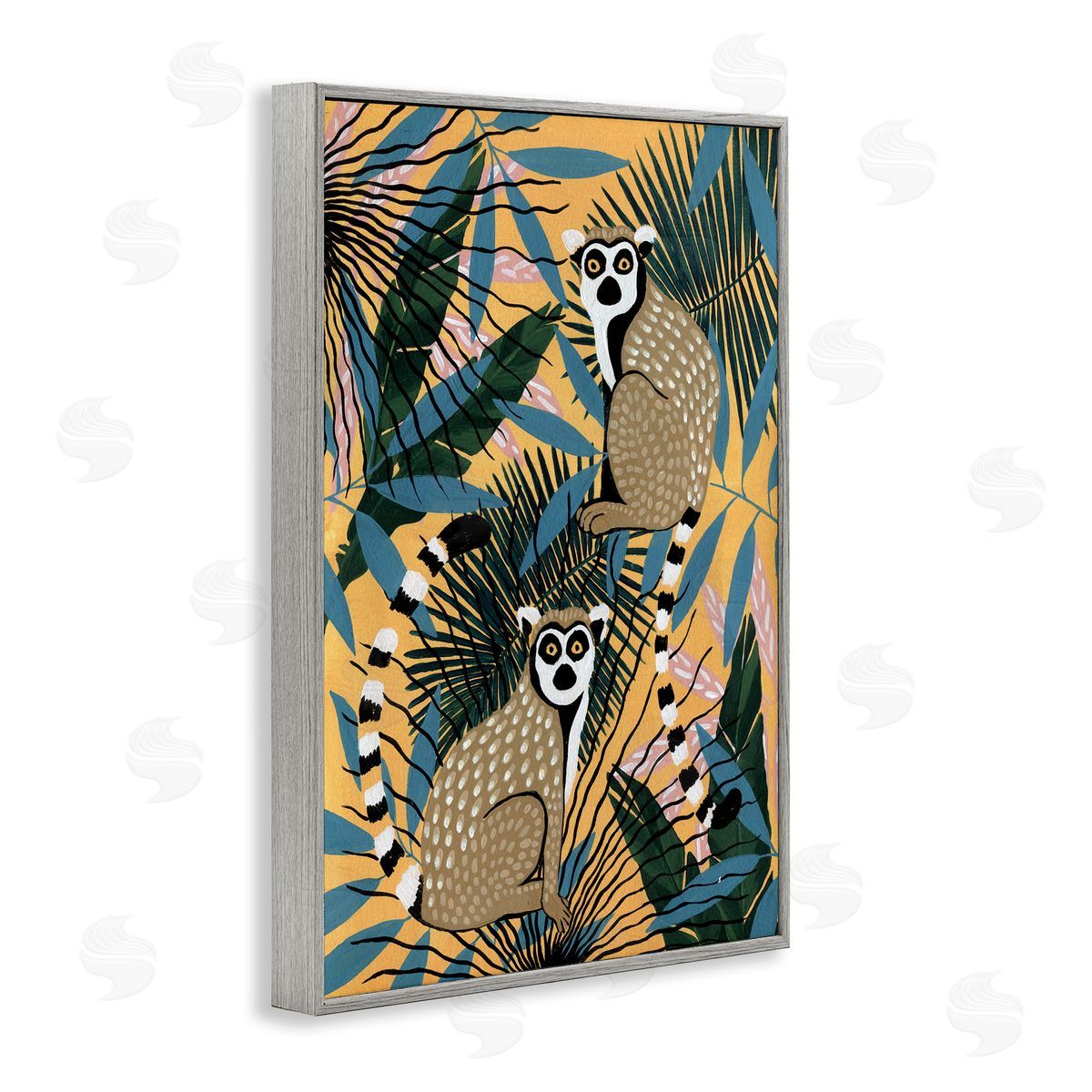 Yvette St. Amant Lemurs and Tropical Plants Canvas Wall Art Print