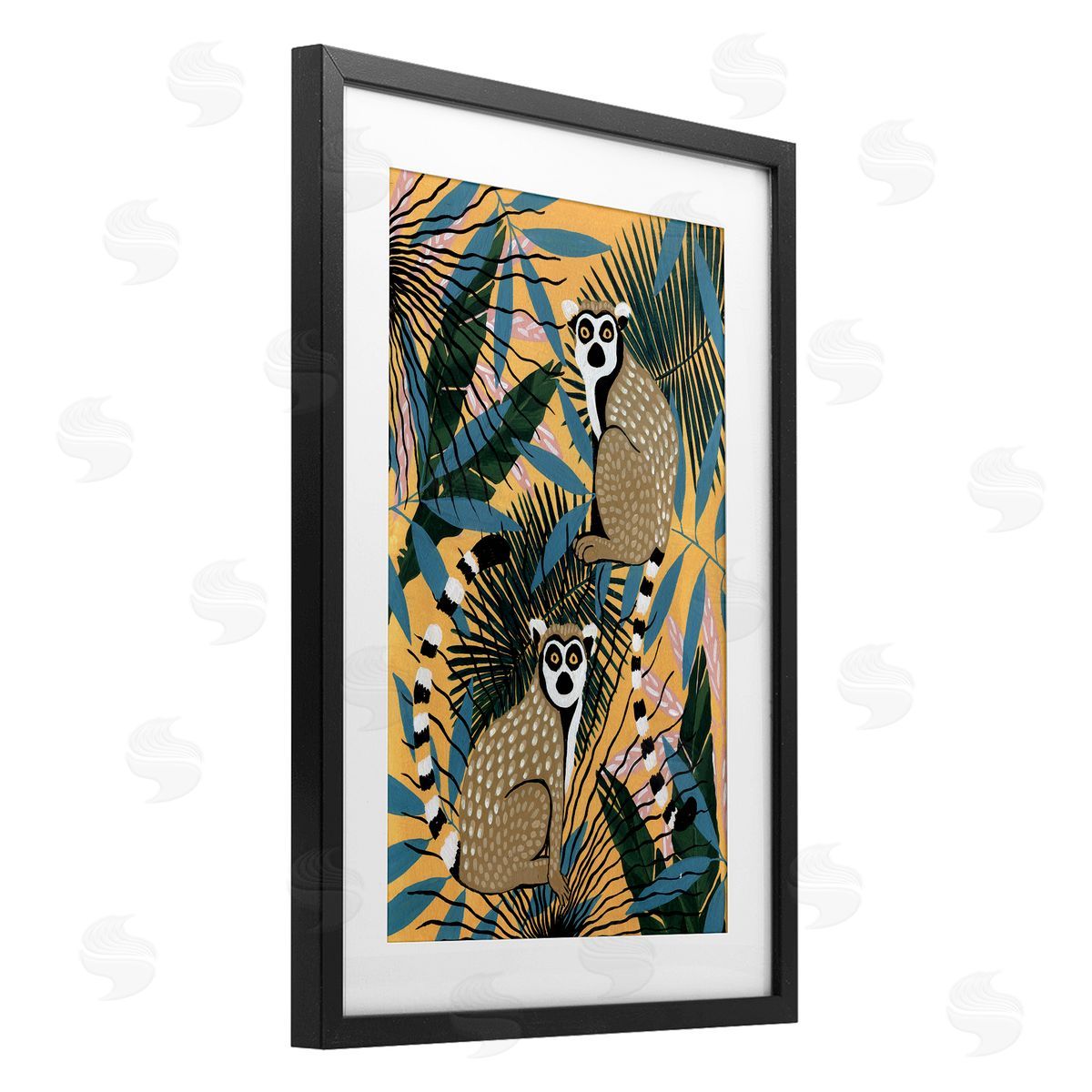 Yvette St. Amant Lemurs and Tropical Plants Canvas Wall Art Print