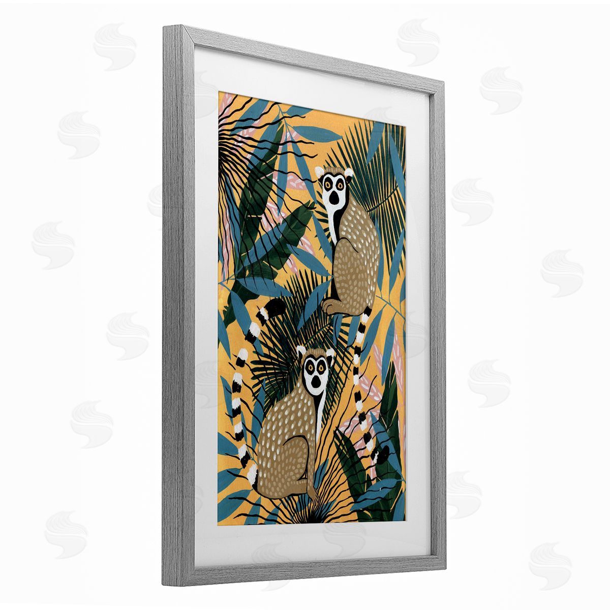 Yvette St. Amant Lemurs and Tropical Plants Canvas Wall Art Print