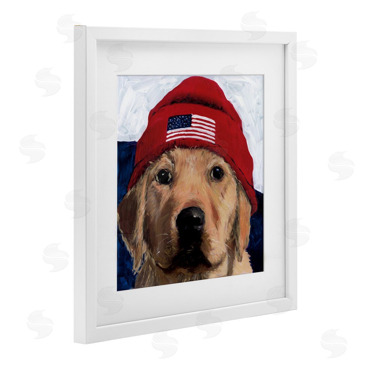 Wani Pasion American Dog in Hat Canvas Wall Art Print