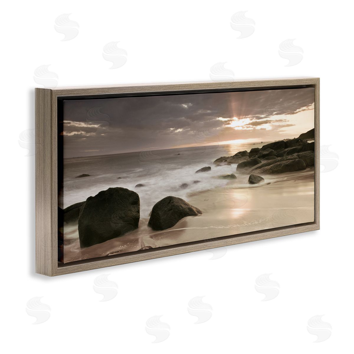 Assaf Frank Midnight Sunset on Beach Canvas Wall Art Print