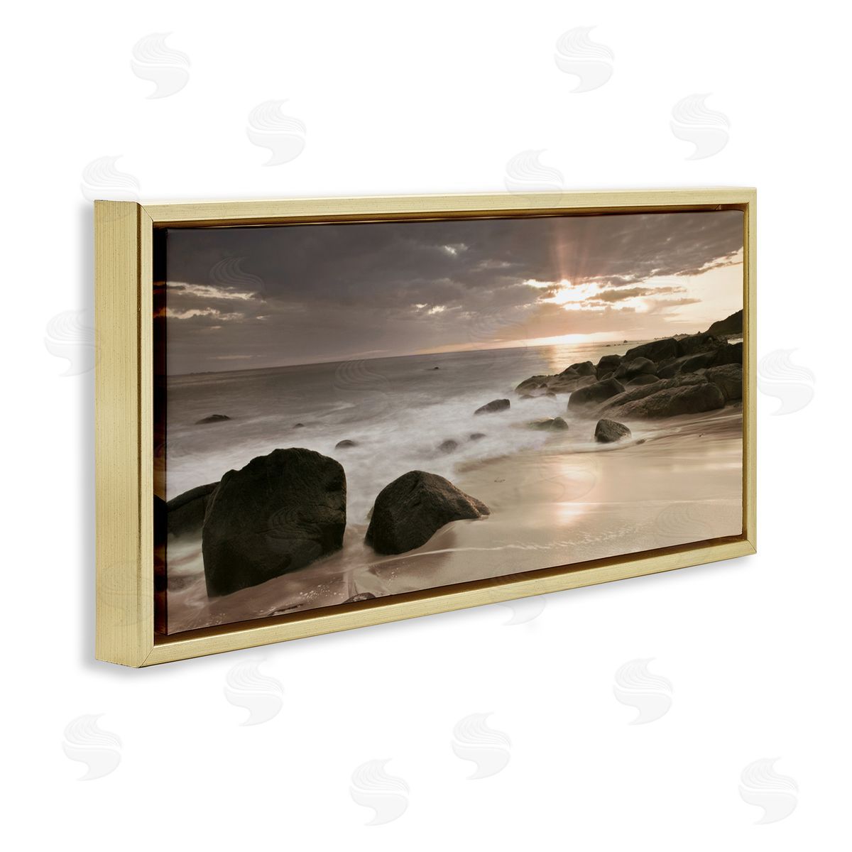 Assaf Frank Midnight Sunset on Beach Canvas Wall Art Print