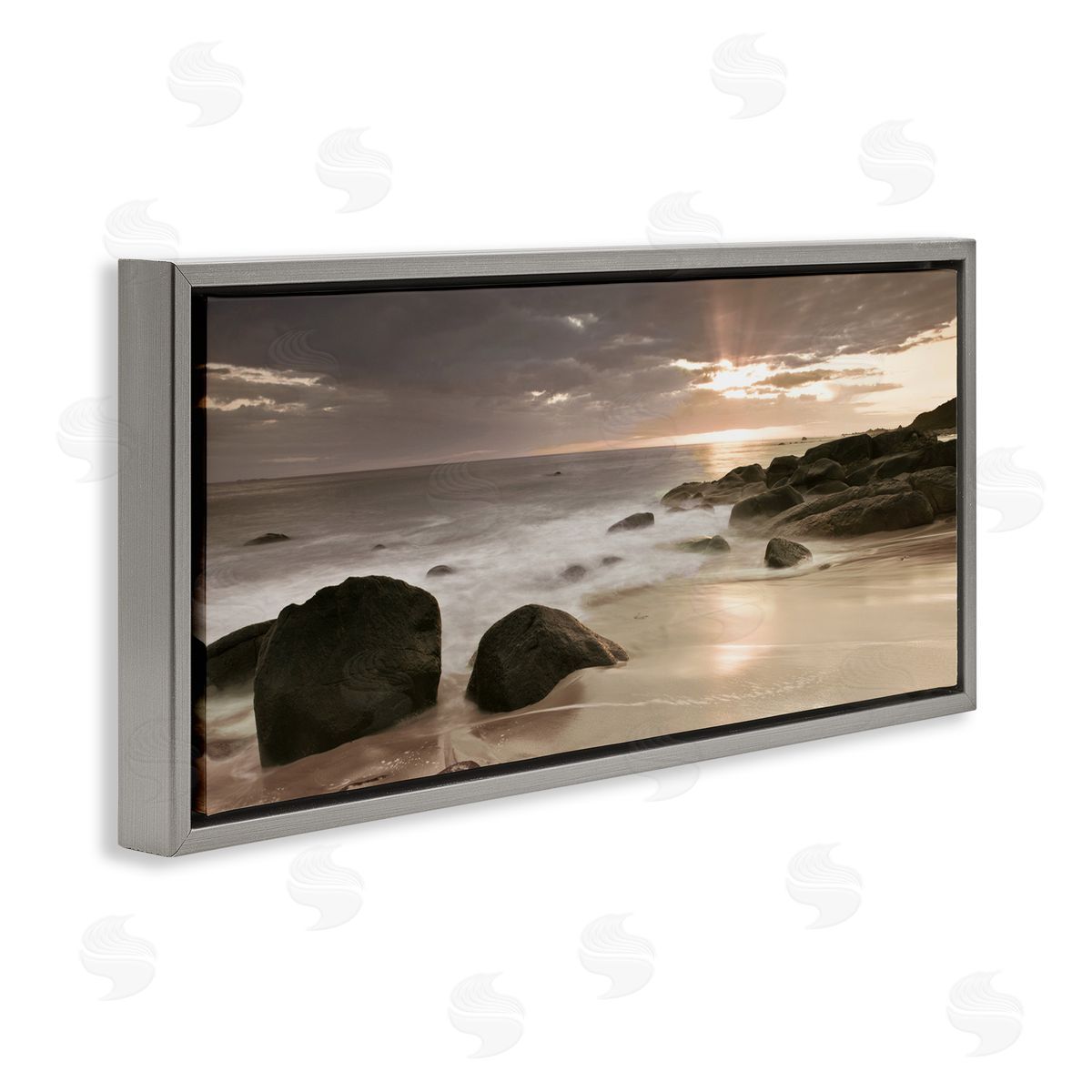 Assaf Frank Midnight Sunset on Beach Canvas Wall Art Print