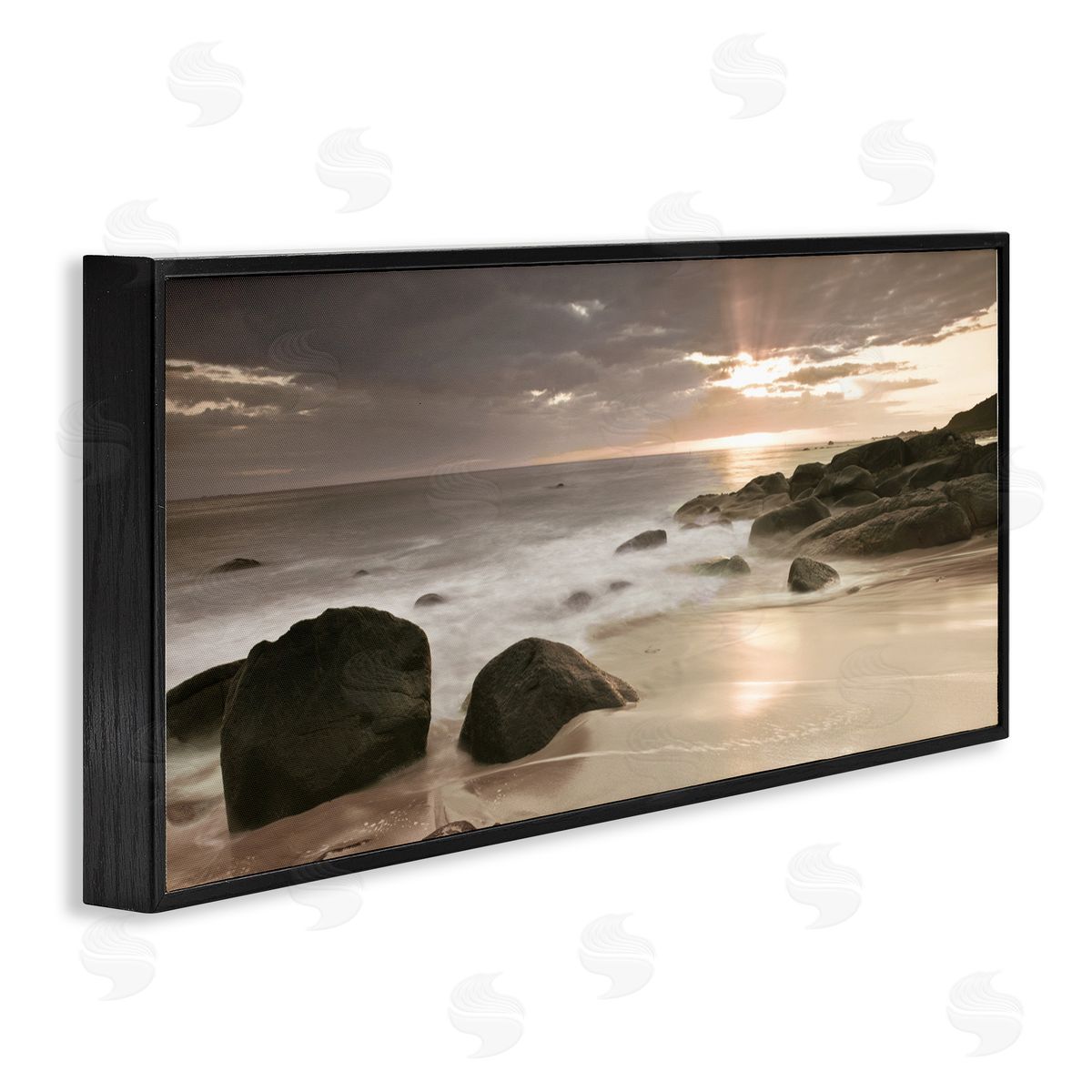 Assaf Frank Midnight Sunset on Beach Canvas Wall Art Print