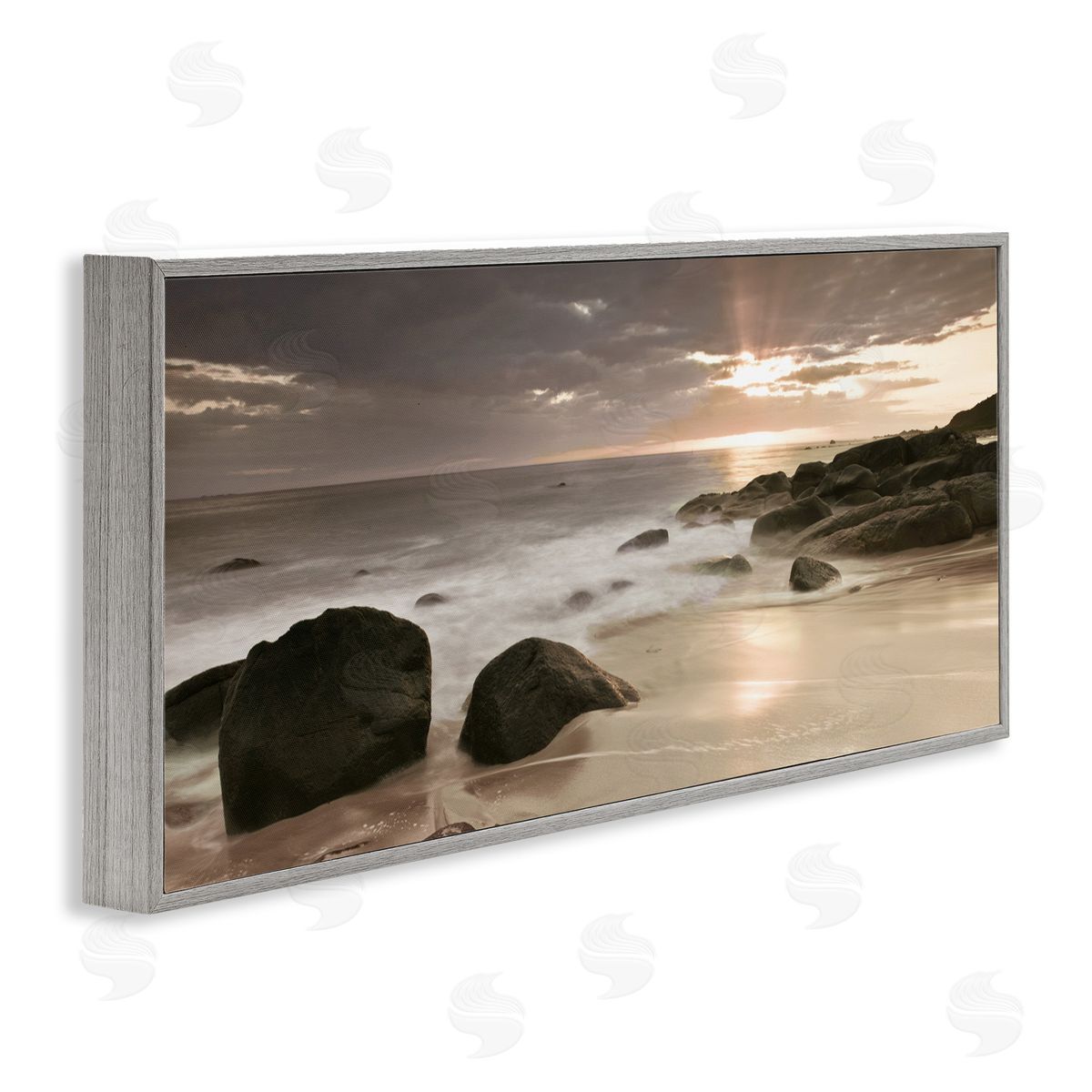Assaf Frank Midnight Sunset on Beach Canvas Wall Art Print