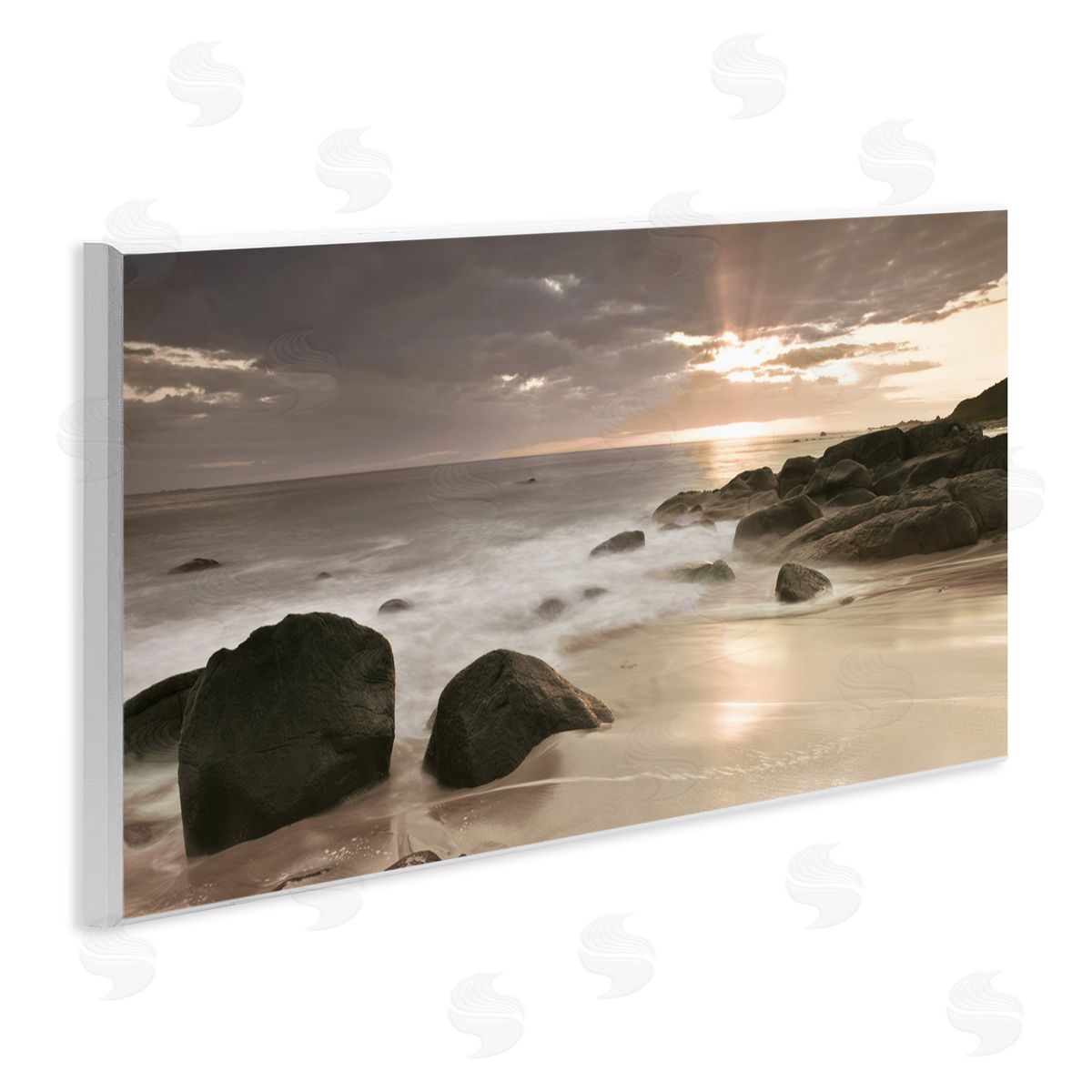 Assaf Frank Midnight Sunset on Beach Canvas Wall Art Print