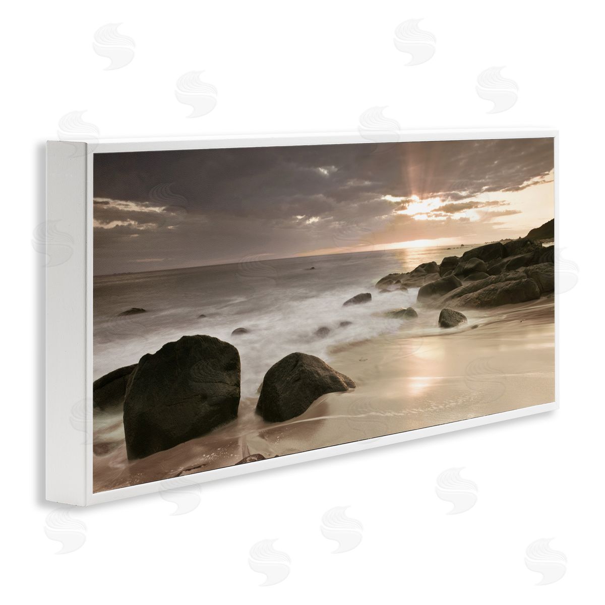 Assaf Frank Midnight Sunset on Beach Canvas Wall Art Print