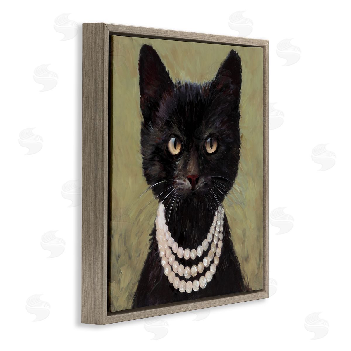 Wani Pasion Elegant Black Cat with Necklace Canvas Wall Art Print