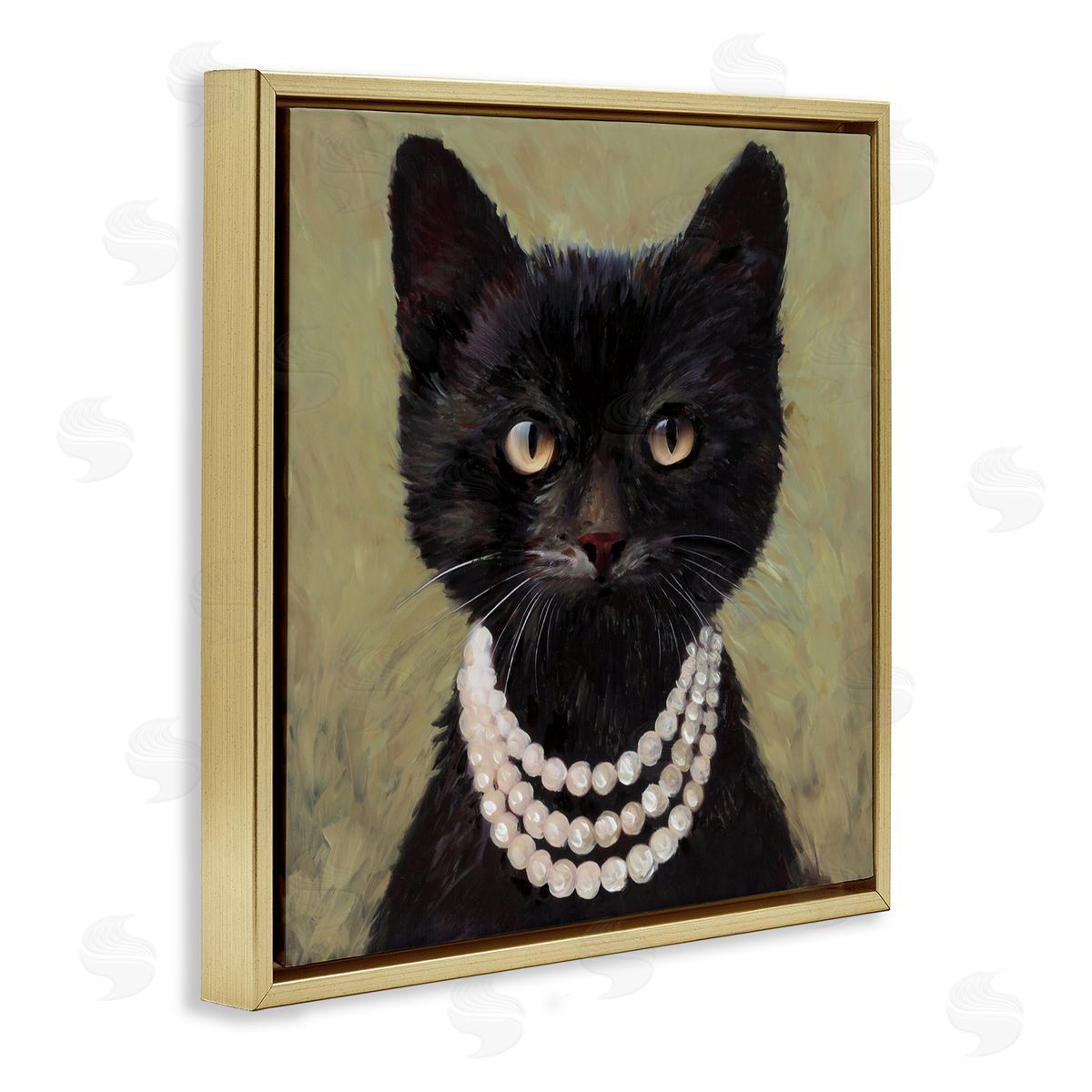 Wani Pasion Elegant Black Cat with Necklace Canvas Wall Art Print