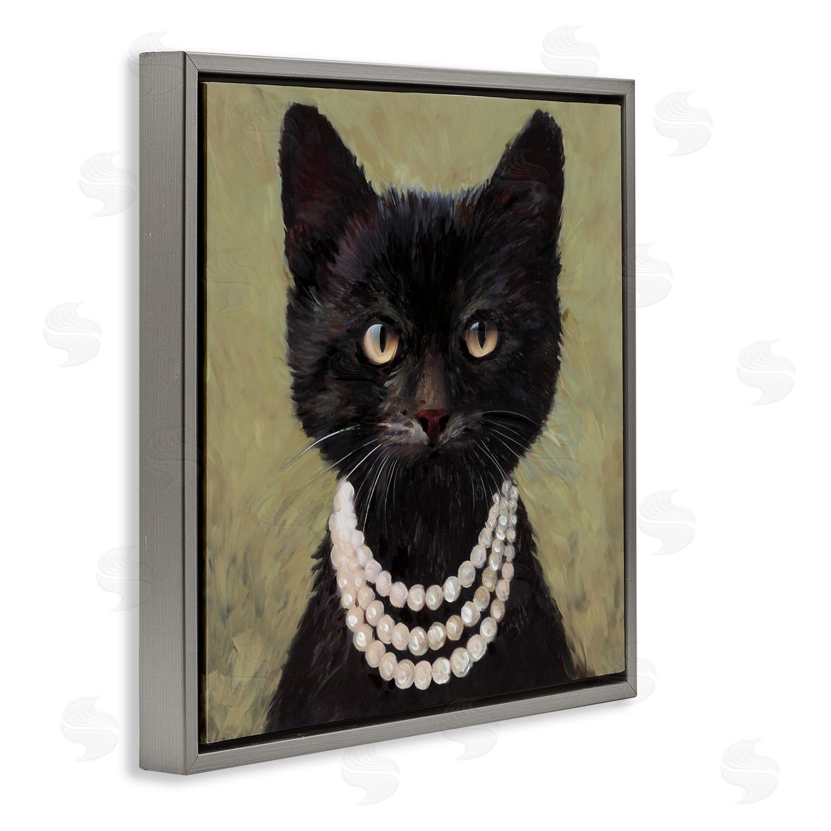 Wani Pasion Elegant Black Cat with Necklace Canvas Wall Art Print