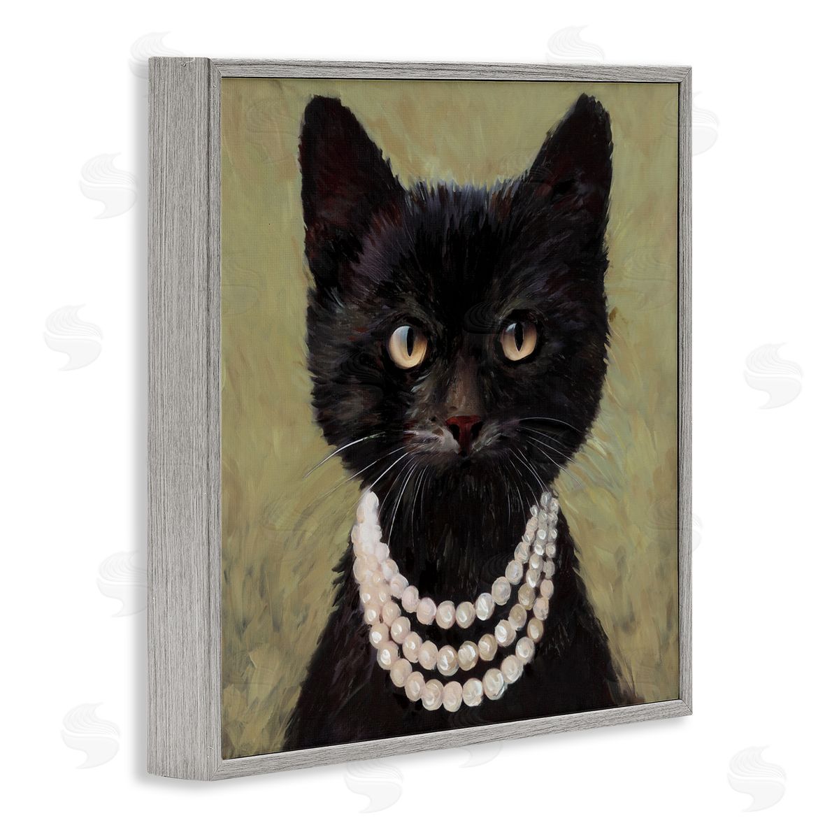 Wani Pasion Elegant Black Cat with Necklace Canvas Wall Art Print