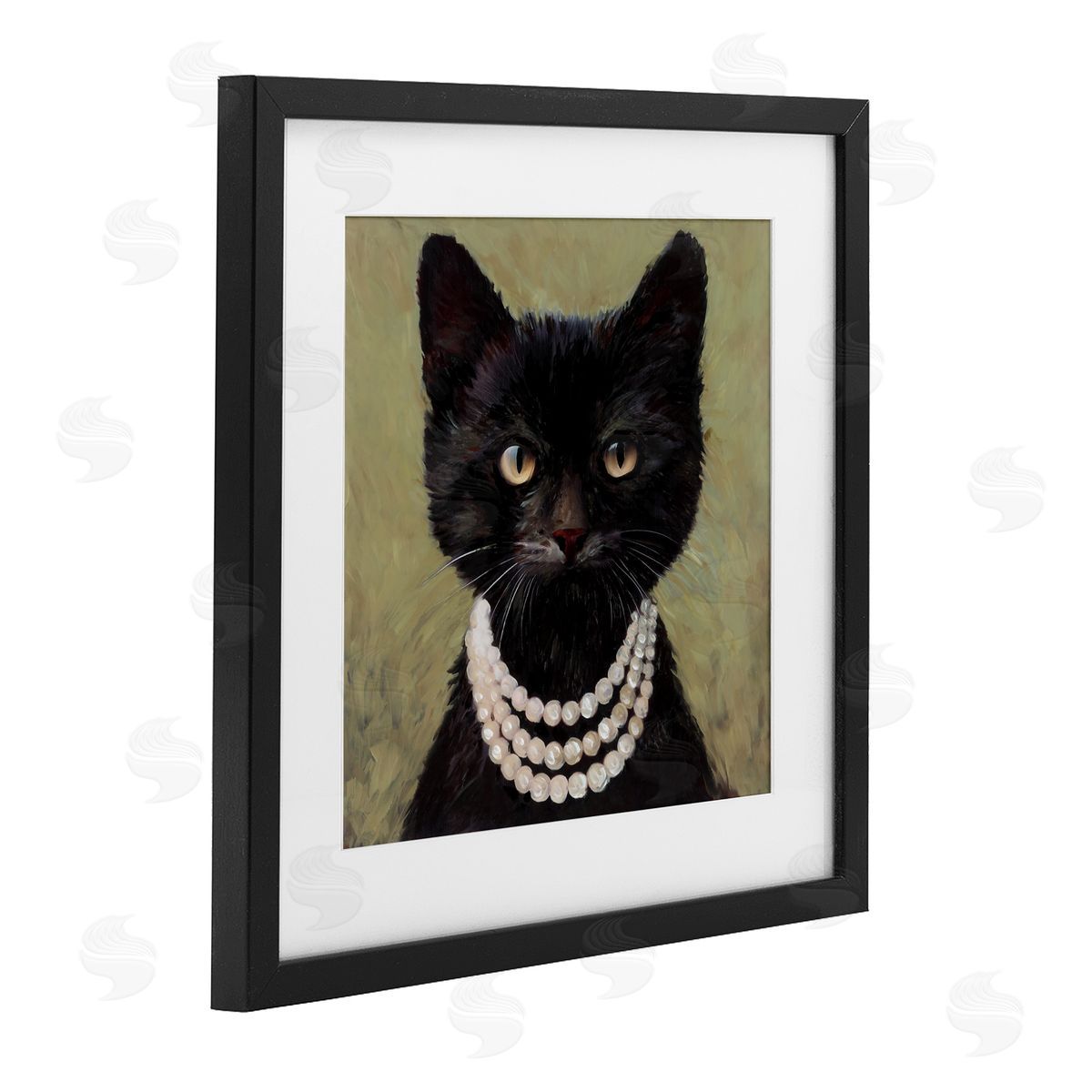 Wani Pasion Elegant Black Cat with Necklace Canvas Wall Art Print