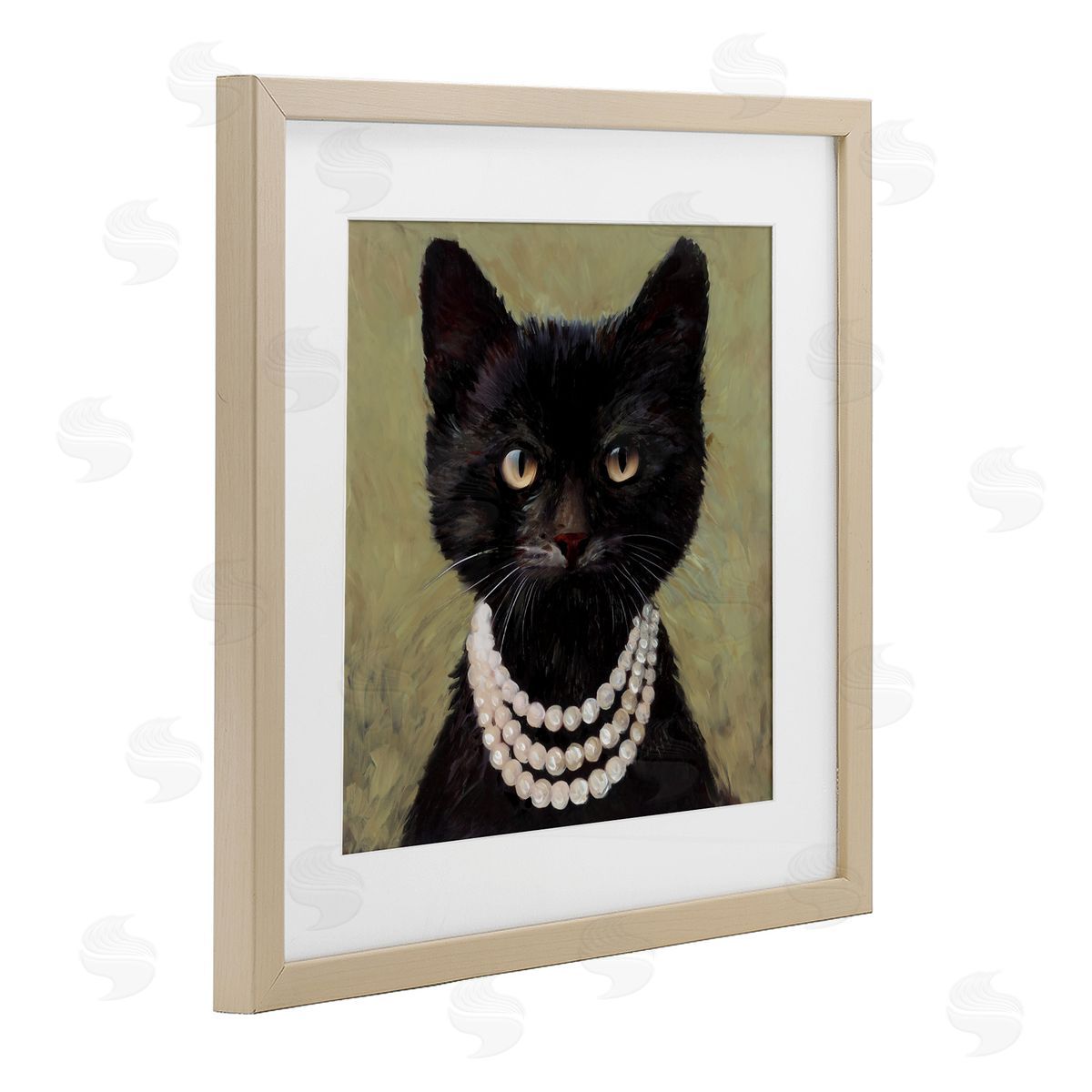 Wani Pasion Elegant Black Cat with Necklace Canvas Wall Art Print