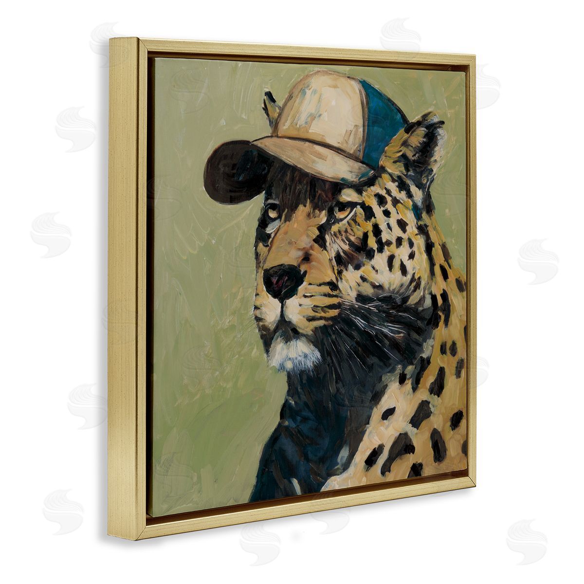 Wani Pasion Leopard in Baseball Cap Canvas Wall Art Print