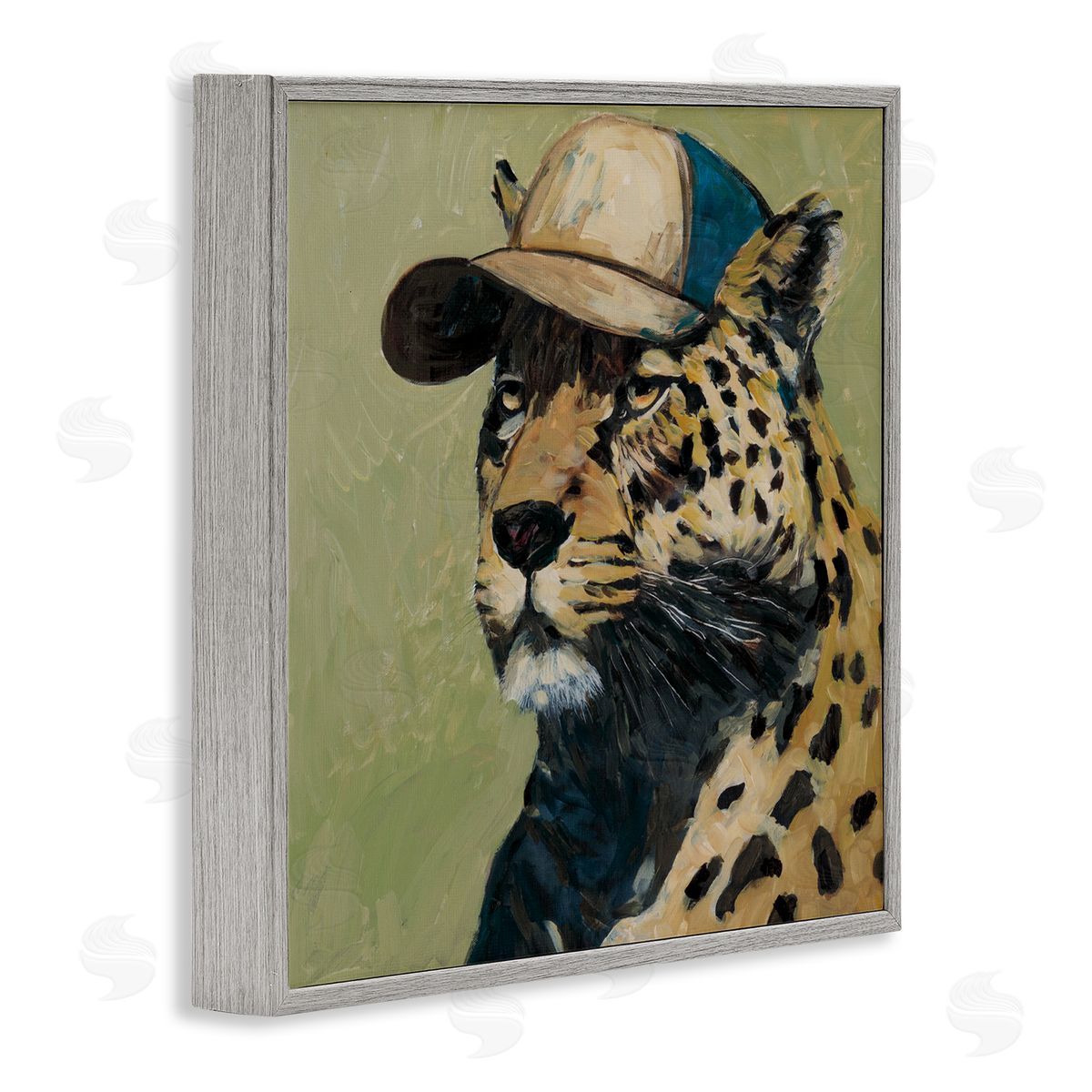 Wani Pasion Leopard in Baseball Cap Canvas Wall Art Print