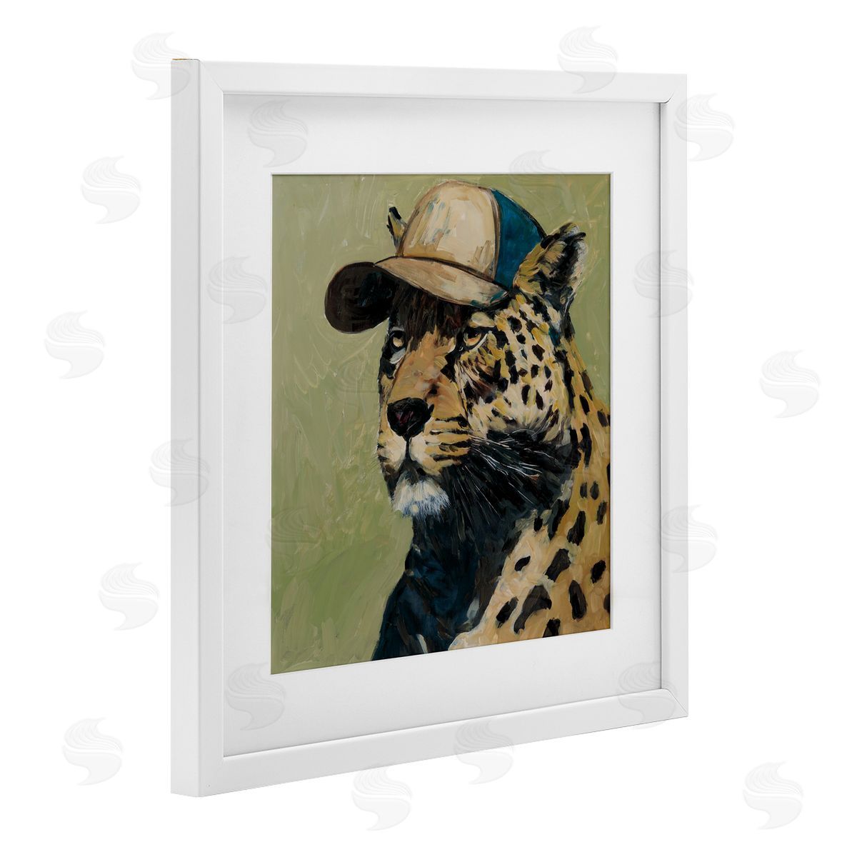 Wani Pasion Leopard in Baseball Cap Canvas Wall Art Print