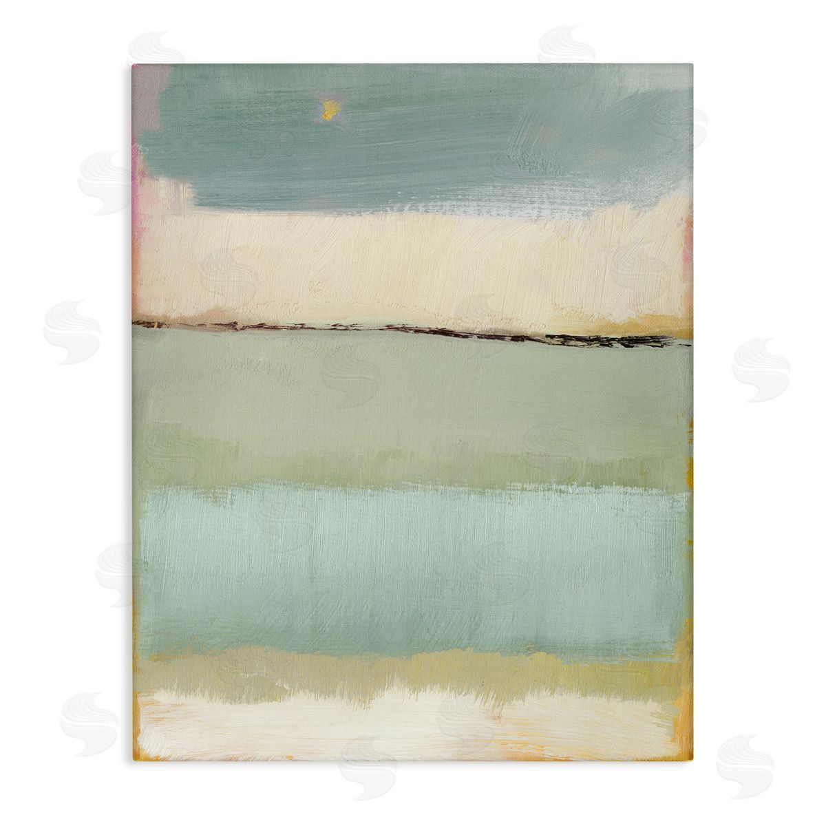 Caroline Gold Abstract Aqua Gradients Canvas Wall Art Print