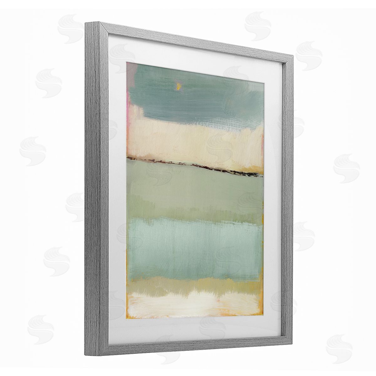 Caroline Gold Abstract Aqua Gradients Canvas Wall Art Print