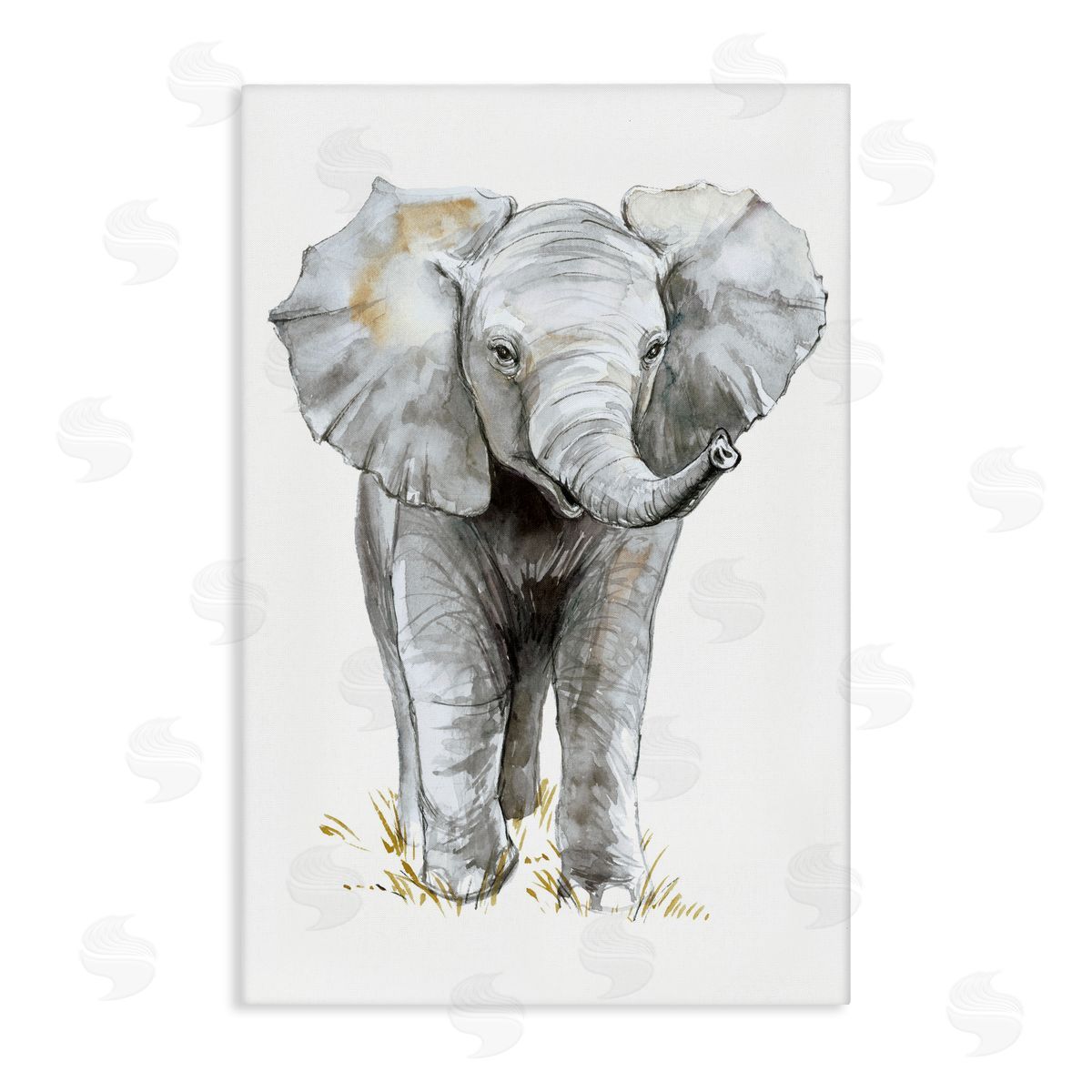Elena Markelova Baby Elephant Simple Canvas Wall Art Print