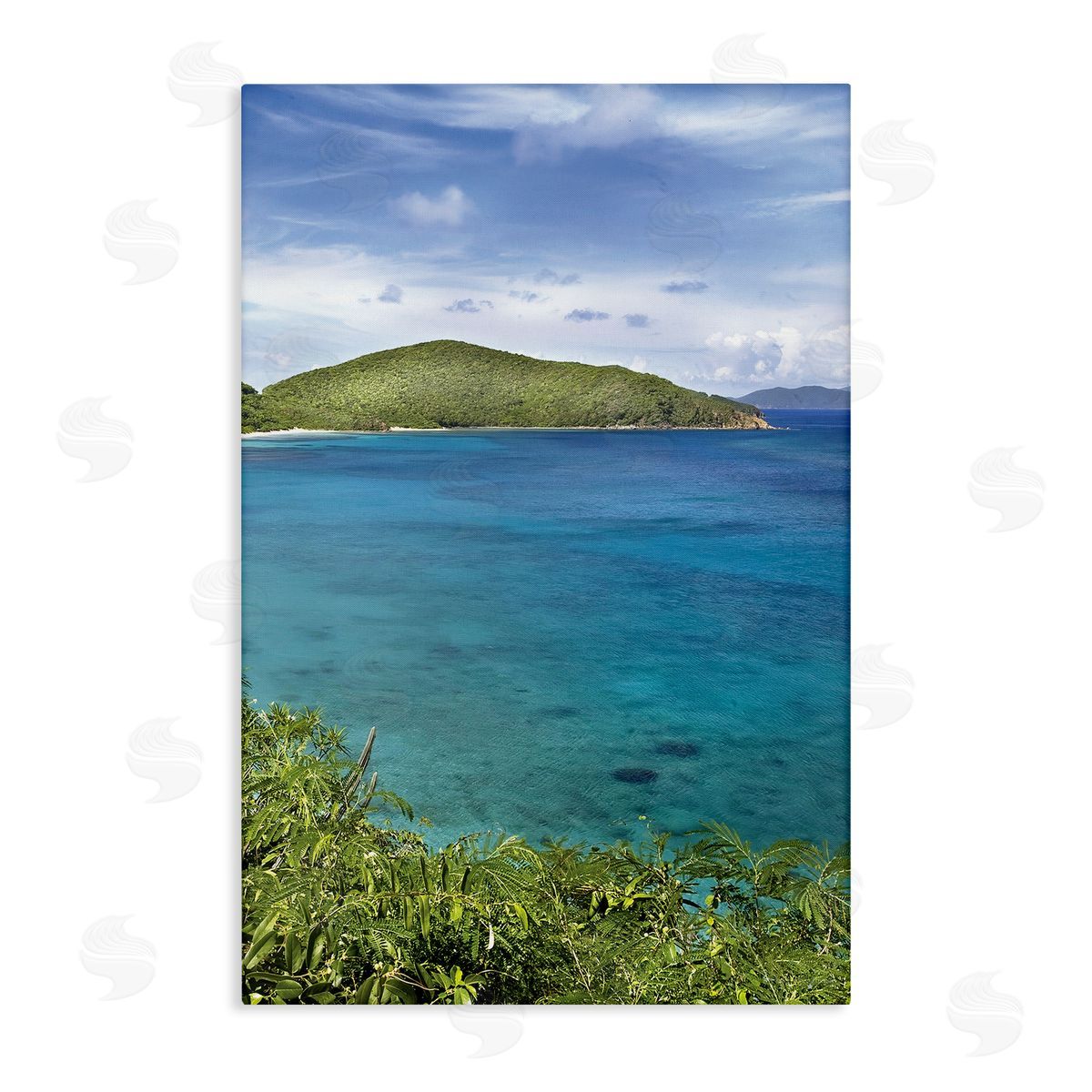 Seven Trees Design Tropical Island in Distance Canvas Wall Art Print