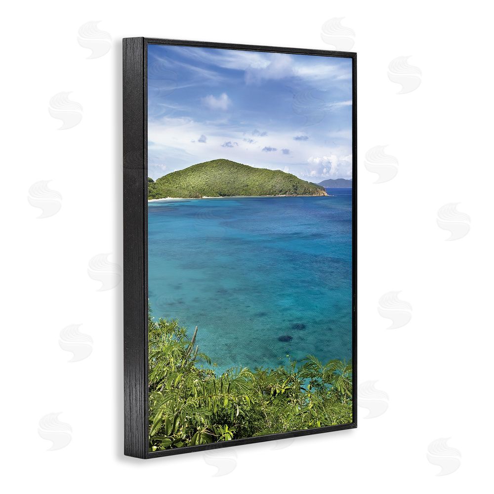 Seven Trees Design Tropical Island in Distance Black Framed Giclee Wall Art Print