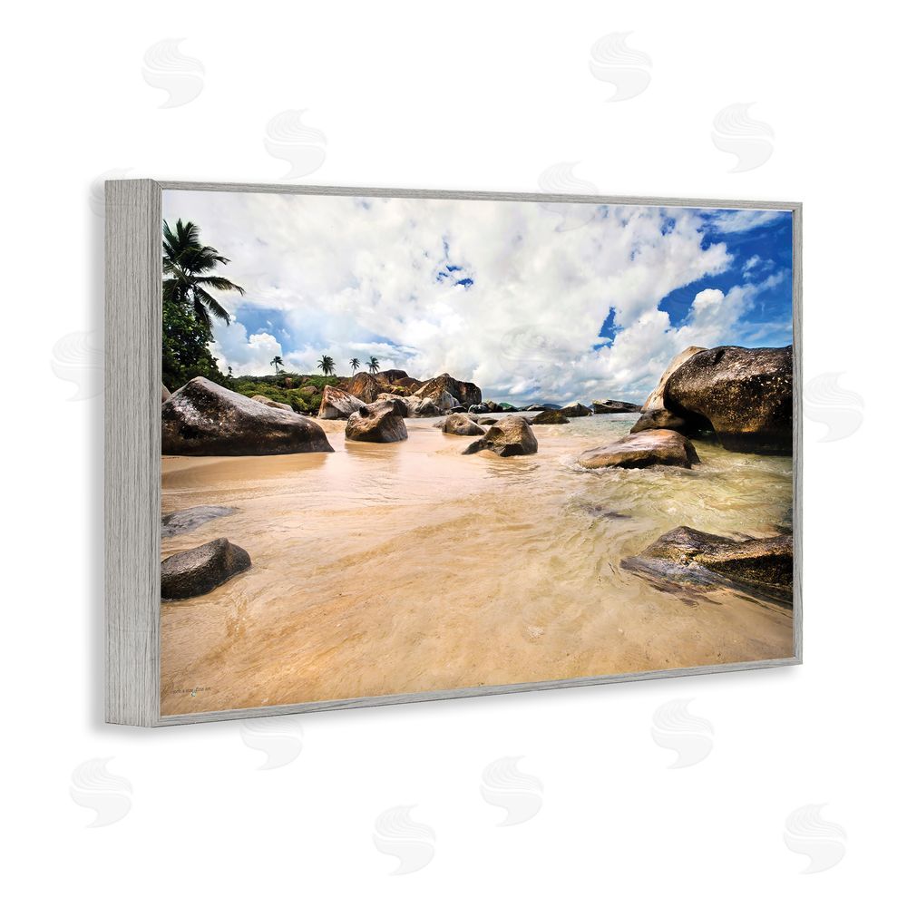 Seven Trees Design Devil's Bay Beach Gray Framed Giclee Wall Art Print