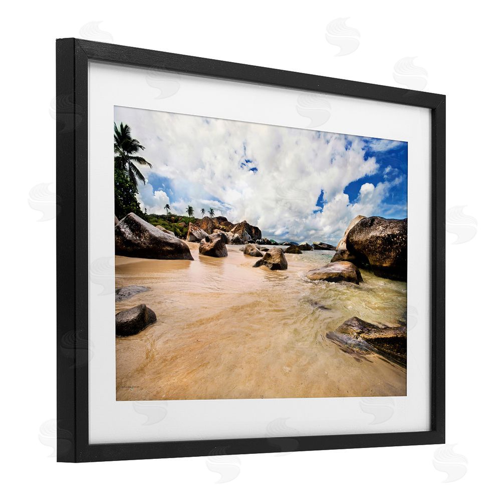 Seven Trees Design Devil's Bay Beach Black Framed Print Under Glass with White Mat Wall Art