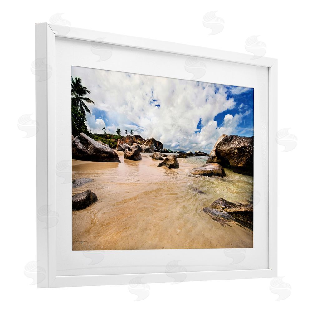 Seven Trees Design Devil's Bay Beach White Framed Print Under Glass with Mat Wall Art